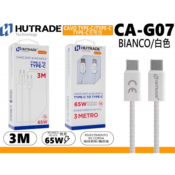 CA-G07 CAVO TYPE-C/TYPE-C 3 METRI 65W COMPATIBILE IOS