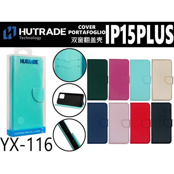 COVER A LIBRO PORTAFOGLIO  IP15  PLUS HUTRADE