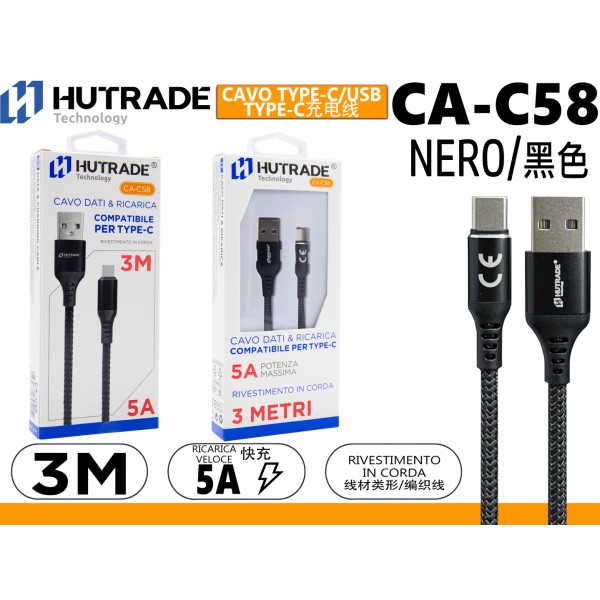CA-C58 CAVO TYPE-C  3 METRI  3A HUTRADE