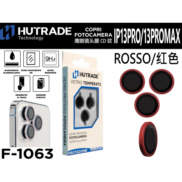 PELLICOLA DI VETRO PER FOTOCAMERA IP13 PRO/13 PRO MAX ROSSO